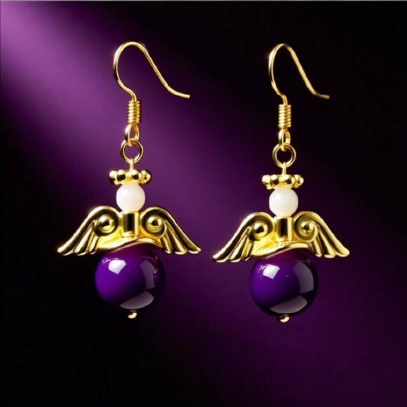 Saucy Angels! Lilac, Purple & Gold Angel Earrings! Pick your Favorite! - Picture 3 of 13